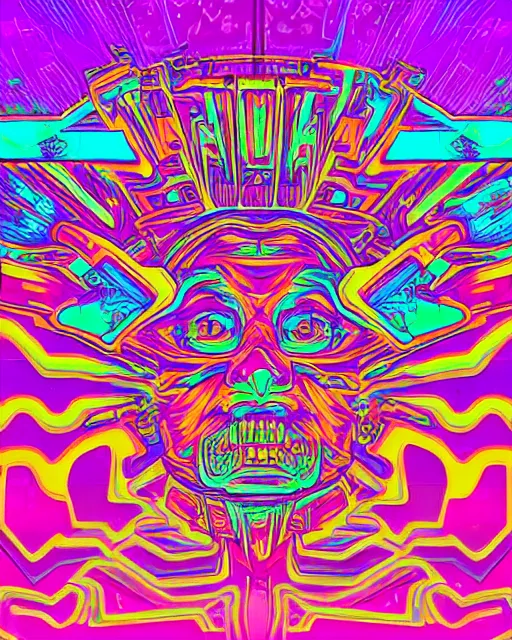 Image similar to psychedelic sticker art, in synthwave vaporwave cyberpunk 6 0 s acid trippy style