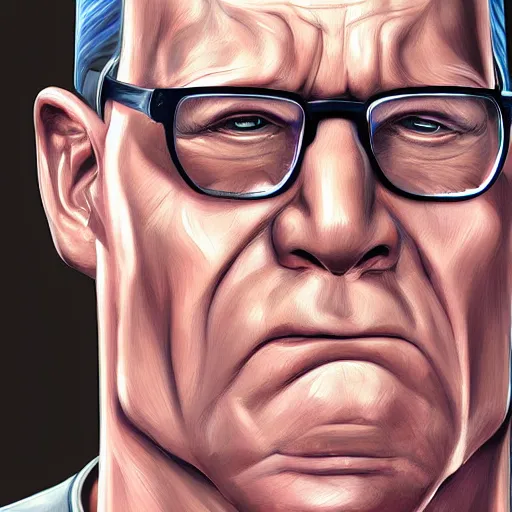 Prompt: Hank Hill, portrait, highly detailed, digital painting, deviantart, concept art, sharp focus, illustration