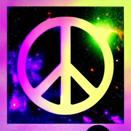 Image similar to peace sign among galaxies