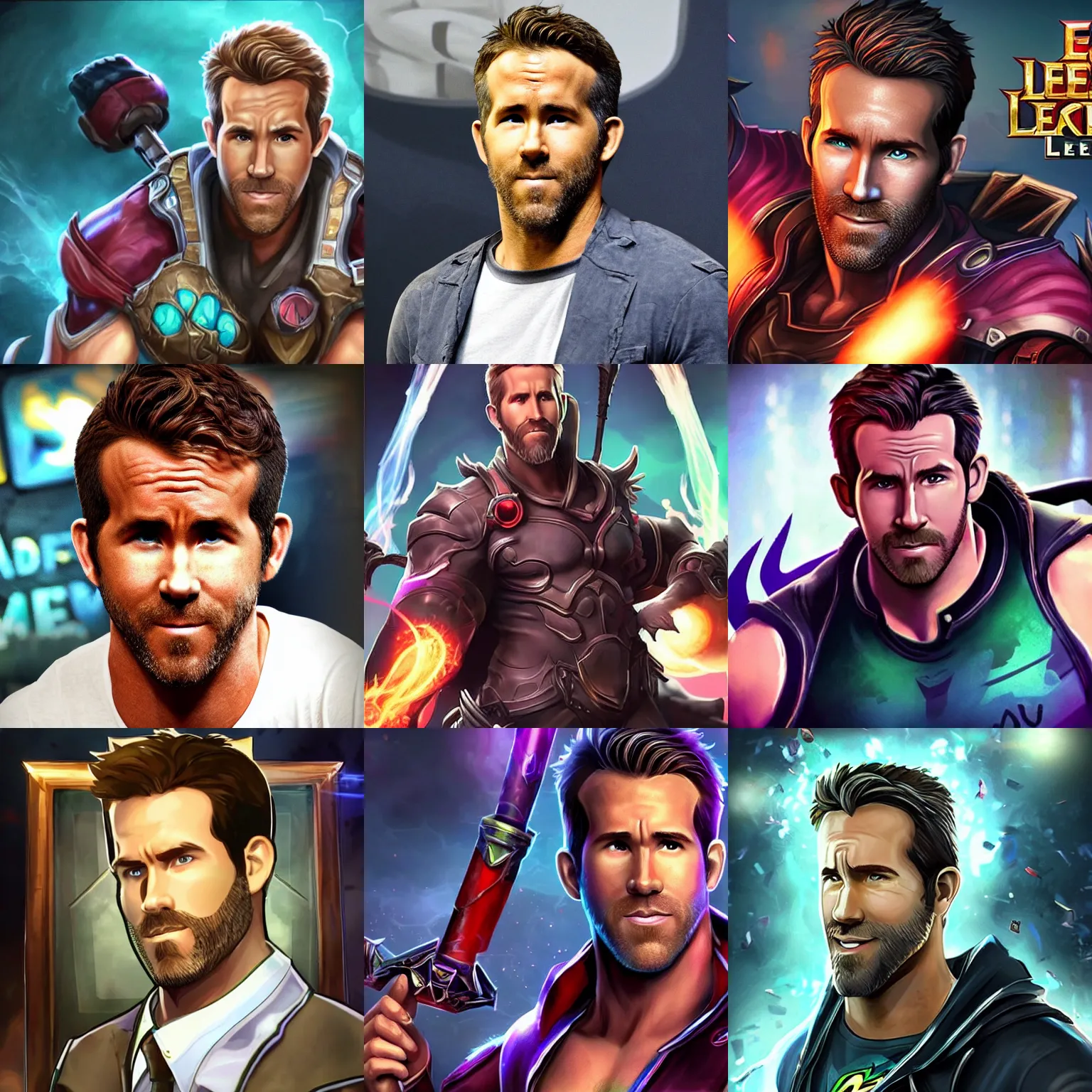 Prompt: ryan reynolds as a character in the game league of legends, with a background based on the game league of legends, detailed face