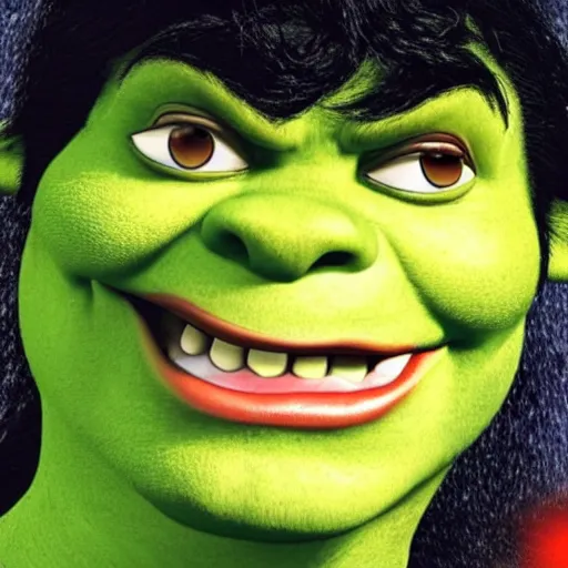 Prompt: shrek as michael jackson, very detailed face, symetry!!