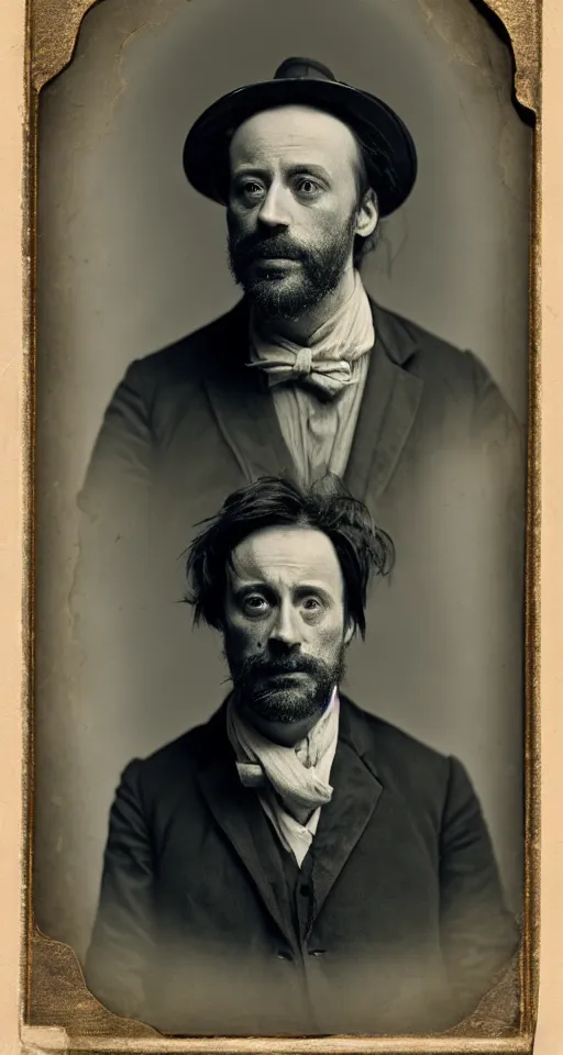 Prompt: a highly detailed digital collodion photograph, a portrait of a playwright