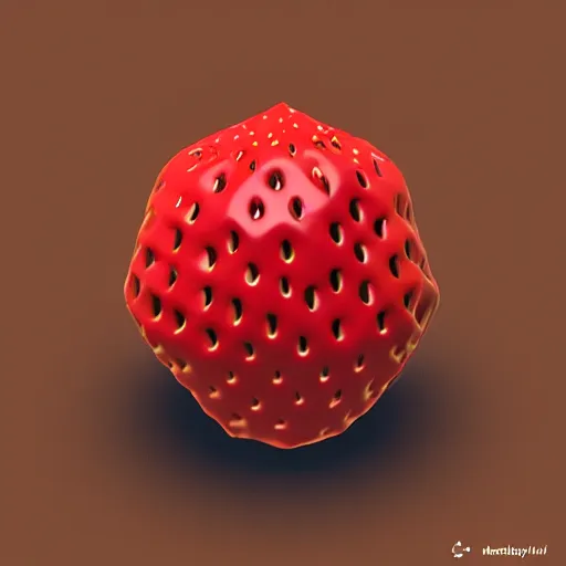 Prompt: a geometric low poly strawberry, by mark li