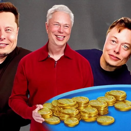 Prompt: jeff bezo elon musk and billy gates swimming in a pool of gold coins like scrooge mcduck