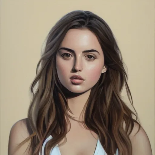 Image similar to a gallery painting portrait of Ana de armas painted by Phil noto