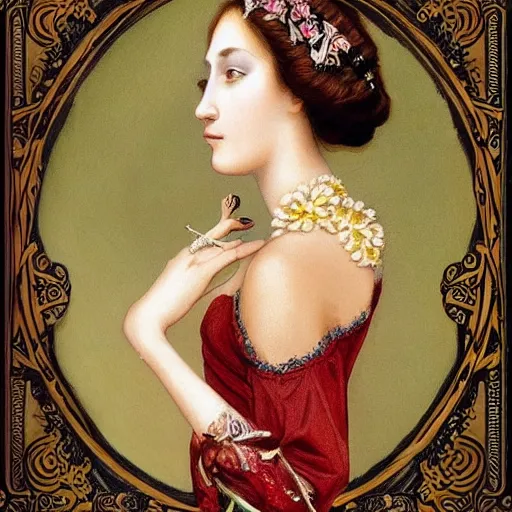 Prompt: beatifull frontal portrait of a woman with of eyes, intricate, elegant, highly detailed, ornate, elegant , luxury, art nouveau style