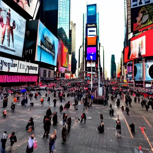 Image similar to photo of lots of Moai 🗿 statues in times square