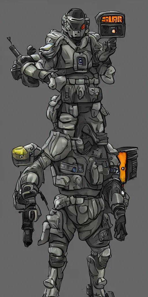 Image similar to scifi soldier in the style of Blizard