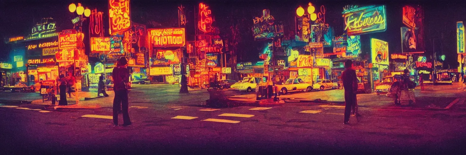 Image similar to 8 0 s polaroid photo, cinema still from hollywood movie, sleazy man watching night streets, colorful haze, americana, high production value, 8 k resolution, hyperrealistic, hdr, photorealistic, high definition, high details, tehnicolor, award - winning photography, masterpiece, amazing colors