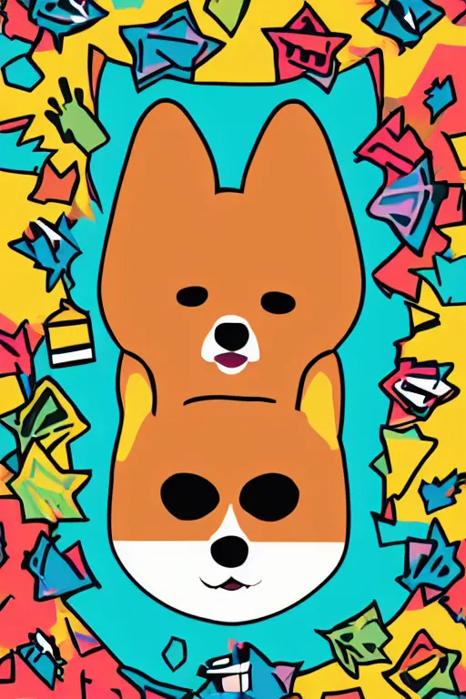 Image similar to Portrait of a corgi as a Mexican wrestler in a mask, sticker, colorful, illustration, highly detailed, simple, smooth and clean vector curves, no jagged lines, vector art, smooth