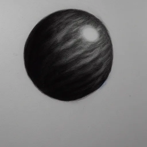 Image similar to a realistic charcoal drawing of a black orb floating over the ocean in the style of Marco Tirelli