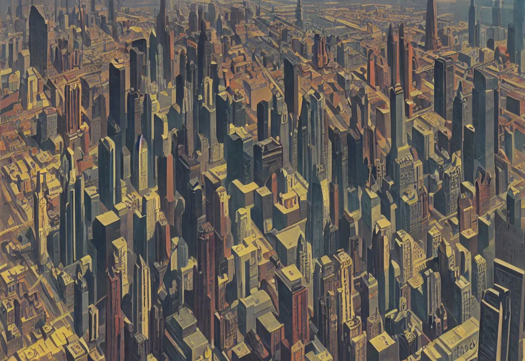 Image similar to Modern New York, high contrast, Ludek Pesek, Rick Guidice, Chesley Bonestell, Lucien Rudaux, Rolf Klep, Fred Freeman, George Pal