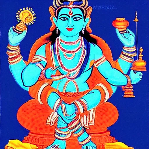 Prompt: blue bodied lord shiva as a doctor, operating on a human body, attaching an elephant head, complicated surgery