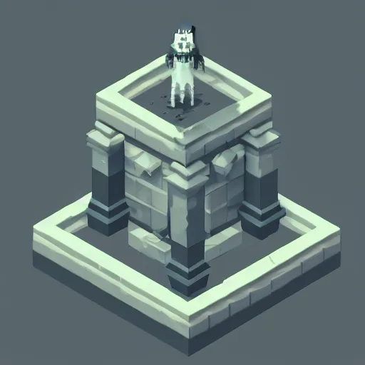 Image similar to a spooky ghost. isometric, voxels, game art.