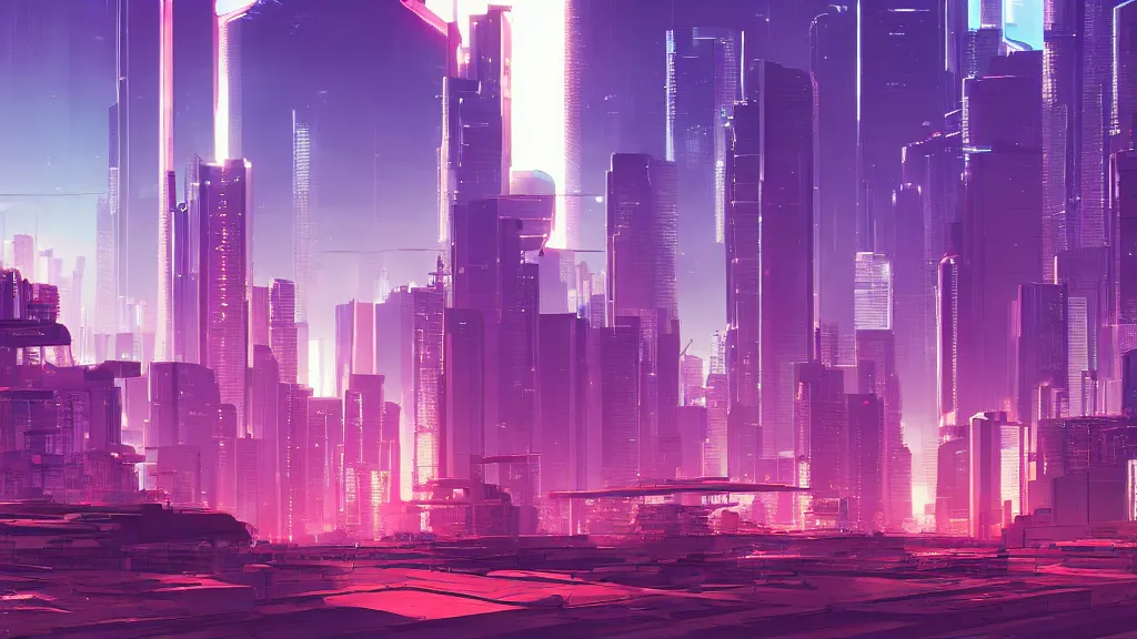 Prompt: futuristic synthwave city, by makoto shinkai