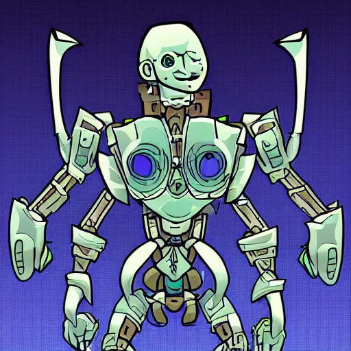 Image similar to demonic humanoid robot in comic style