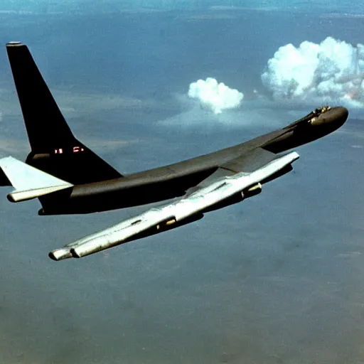 Image similar to realistic b - 5 2 dropping bombs in vietnam