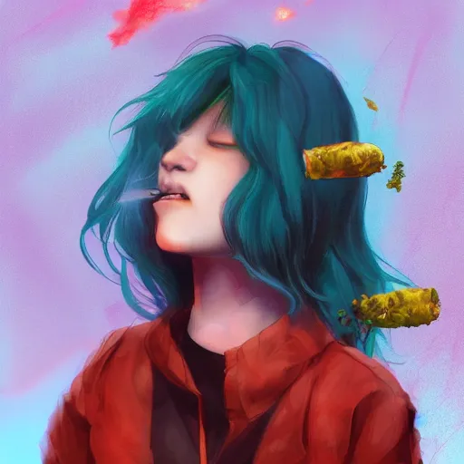 Image similar to seventeen year old female smoking weed for the first time and it goes wrong, by ross tran