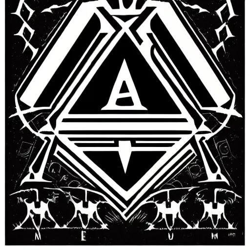 Prompt: American Occult logo, graphic design, black and white