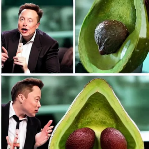 Image similar to elon musk as an avocado chair