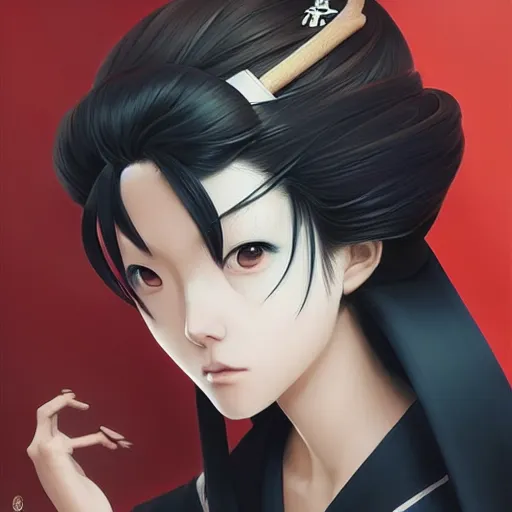 Image similar to A anime portrait of a Japanese geisha by stanley artgerm lau, WLOP, james jean, Andrei Riabovitchev, Marc Simonetti and Sakimichan, digital painting, trending on instagram