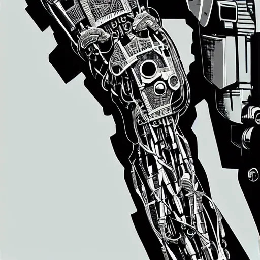 Image similar to close up cyberborg arm, intricate, veins, by Hugo pratt, ultradetailed