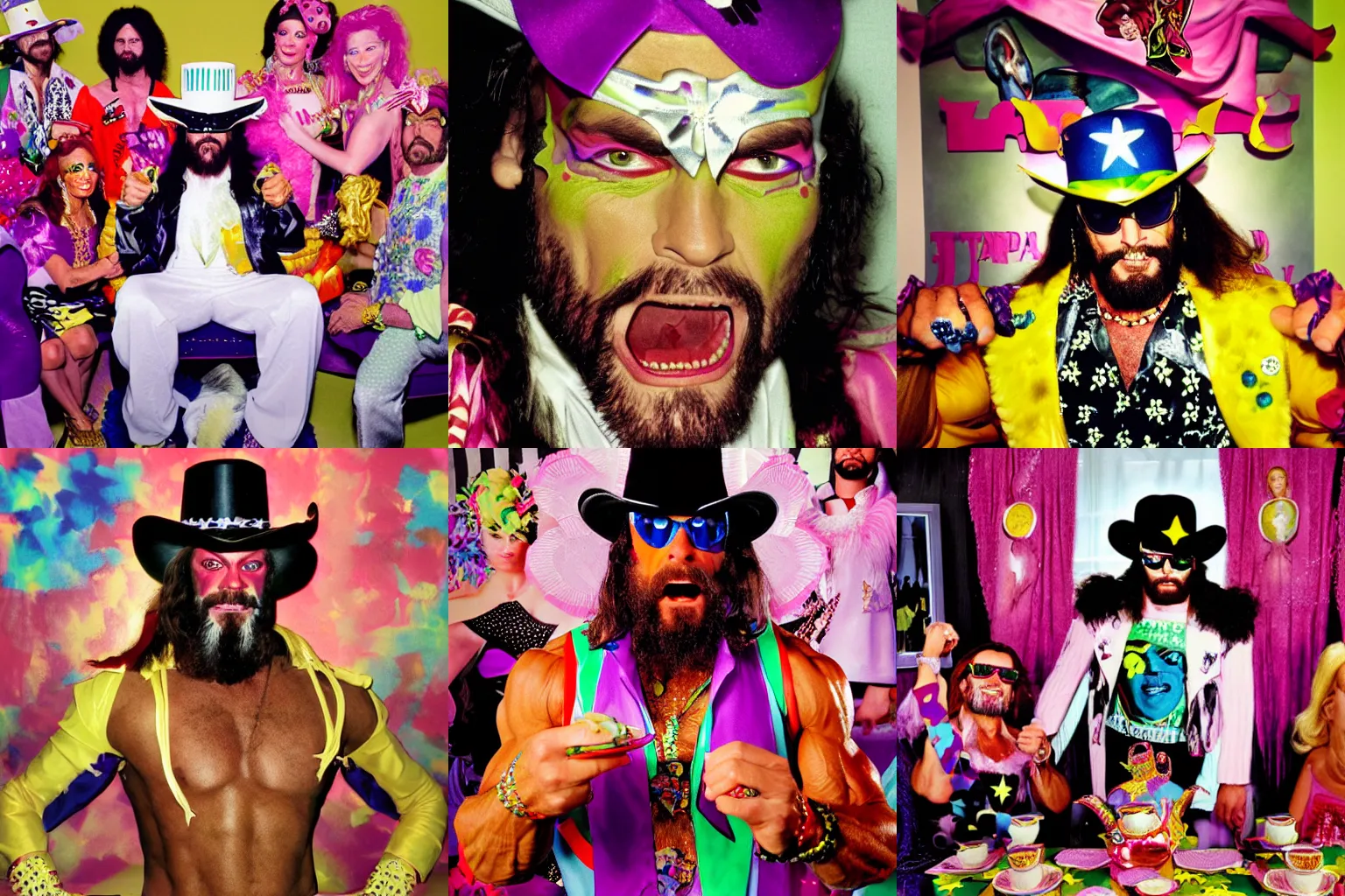 Prompt: Macho Man Randy Savage at a tea party, portrait by David LaChapelle, HQ. detailed faces