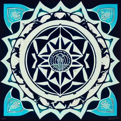 Prompt: mandala by shepard fairey.