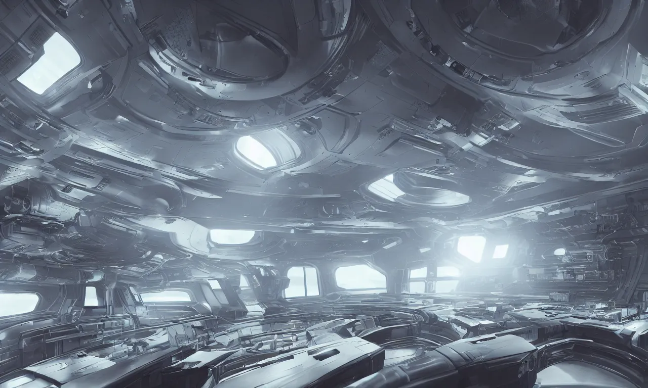 Image similar to interior of engineering section on a starship, star - field and planet in the background, engine room, digital art, highly detailed, sleek, white, trending on artstation, octane render sci - fi