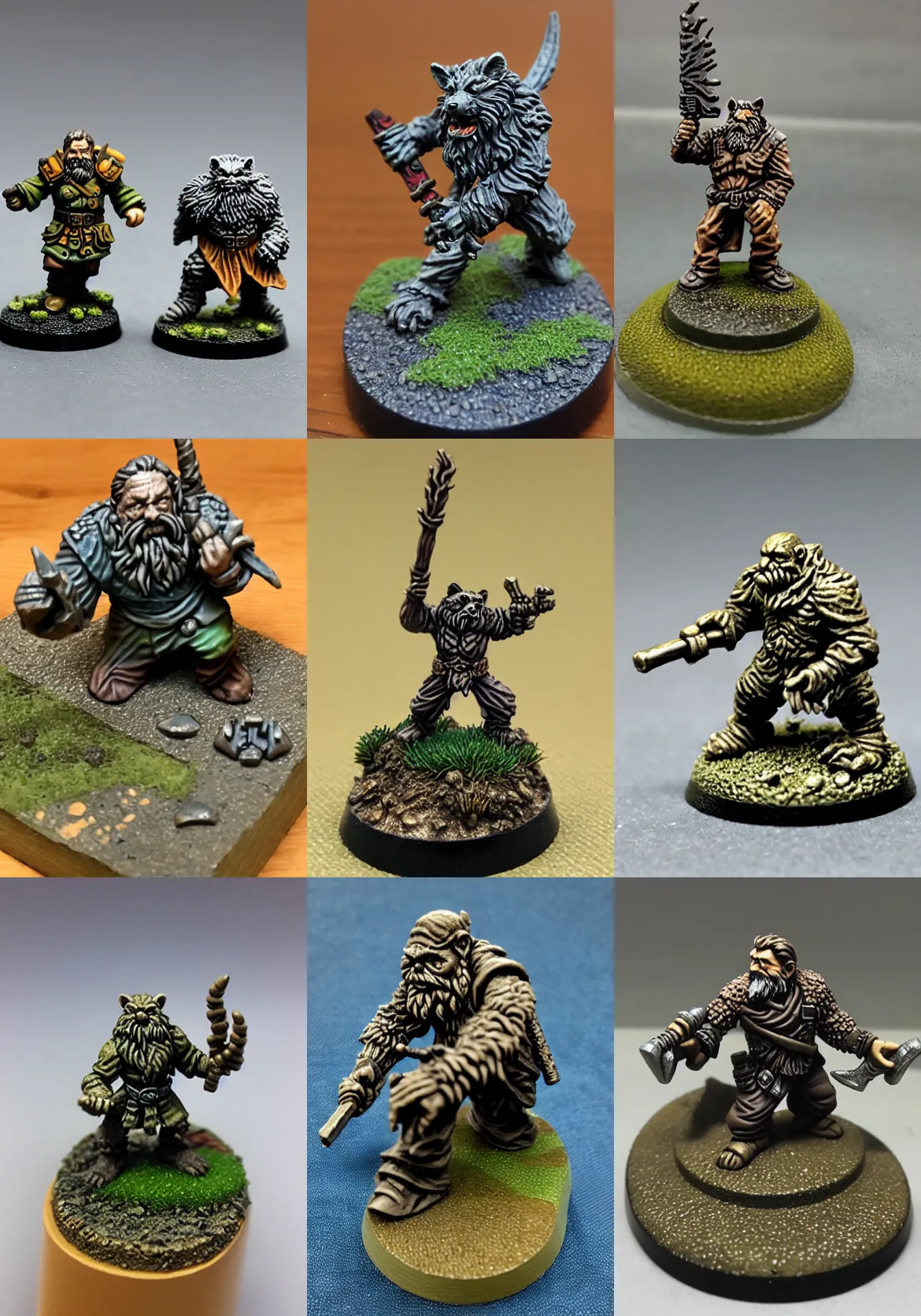 Prompt: slavoj zizek, resin miniature, 2 8 mm heroic scale, games workshop, druid, citadel colour, osl, nmm, r / paintedminis, round base, fantasy ttrpg, dungeons and dragons, wild shape raccoon, reaper minis, trashcan terrain