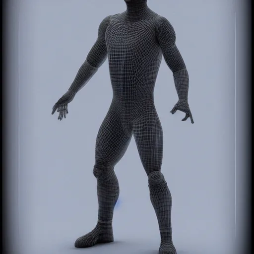 Image similar to digital enigma 3d character render. ultrafine detail. highly detailed. dynamic lighting