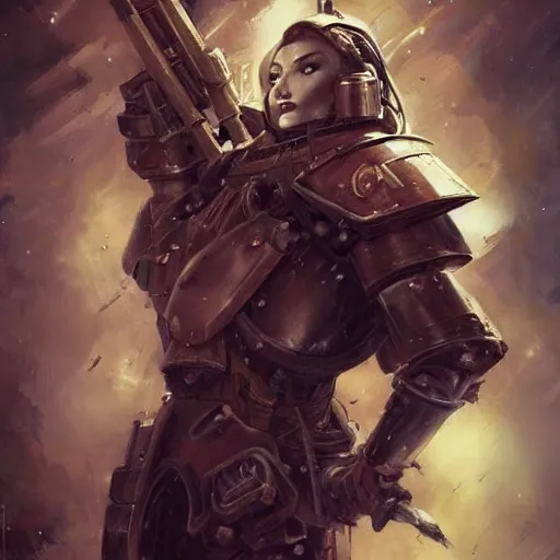 Image similar to portrait of a warhammer 4 0 k sailormoon, epic, tragic, military art, fantasy, dieselpunk, hd shot, digital portrait, beautiful, artstation, comic style, by artgerm, guy denning, jakub rozalski, magali villeneuve and charlie bowater