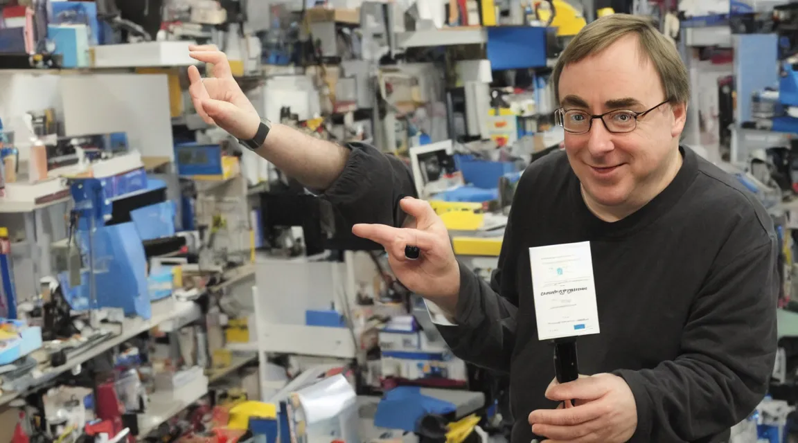 Image similar to vinil figure of Linus Torvalds, product photo