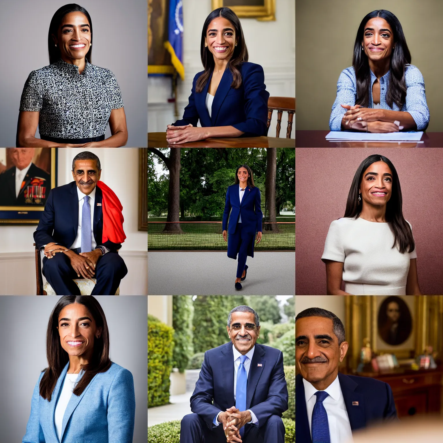 Prompt: portrait photo of president aoc, photo by pete souza, 8 5 mm f / 1. 4