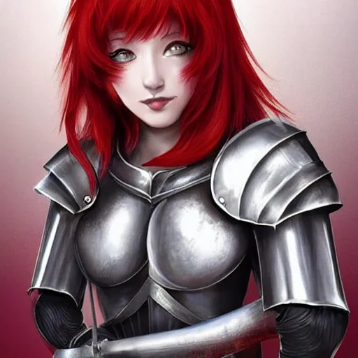 Image similar to “Red haired elegant female knight”