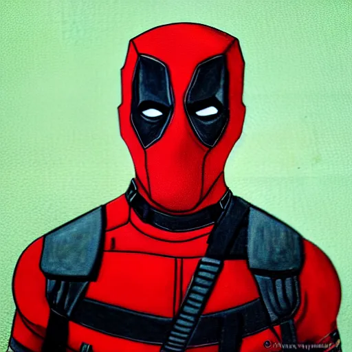 Prompt: portrait of deadpool, in the style of vincent van gogh