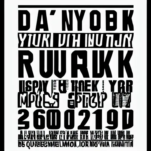 Image similar to black on white graphic poster in style of david rudnick, acid, y 2 k