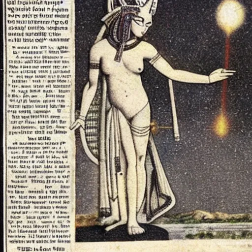 Prompt: newspaper article about goddess bastet revealing herself on earth