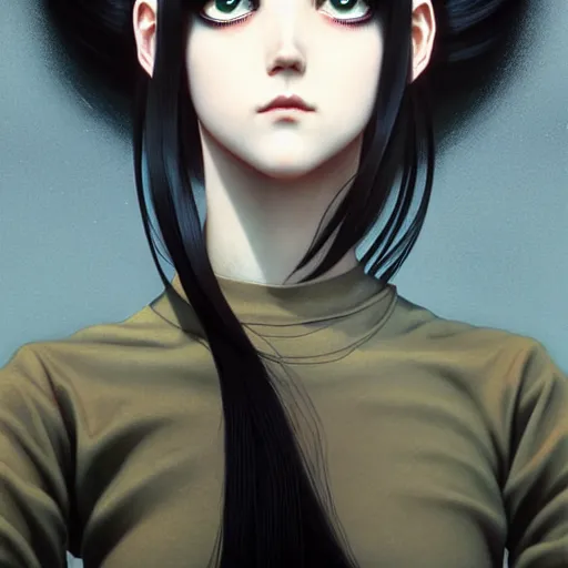 Image similar to very tall girl by junji ito, green eyes and very extremely long black hair by ilya kuvshinov, tom bagshaw, rtx reflections, octane render 1 2 8 k, extreme high intricate details by wlop, digital anime art by ross tran, wide shot, composition by tom bagshaw, lighting by wlop