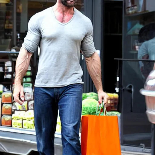 Image similar to photo of Hugh jackman wolverine grocery shopping