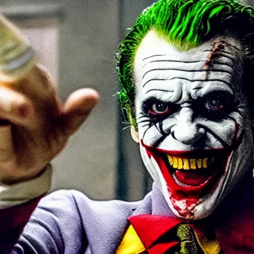 Image similar to film still of Mel Gibson as joker in the new Joker movie