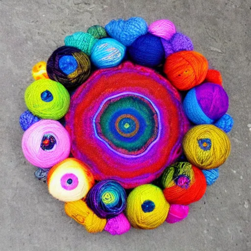 Prompt: Liminal space in outer space!!!, ((yarn mandala))