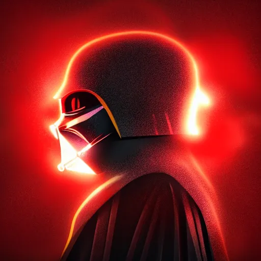 Image similar to darth vader's head coming out of a red mist, epic, trending on artstation, profile pic, centered, accurate anatomy, highly detailed, digital art,