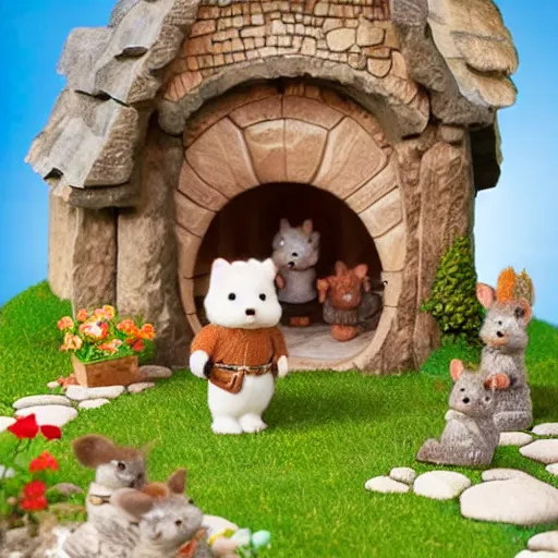 Image similar to lord of the rings calico critters in the shire