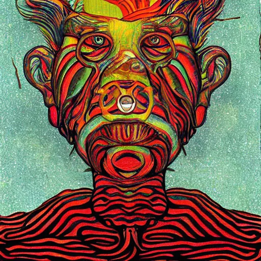 Prompt: man with a fish head, psychedelic art, esoteric, optical illusion