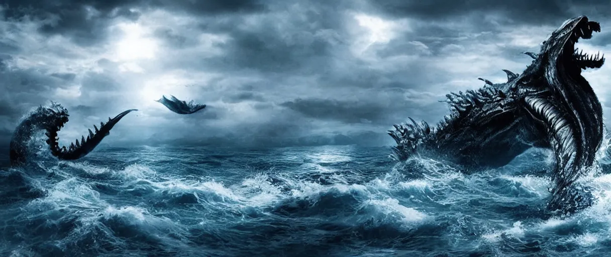 Image similar to ocean monster dramatic lighting cinematic extremely high detail foto realistic cinematic lighting post processed