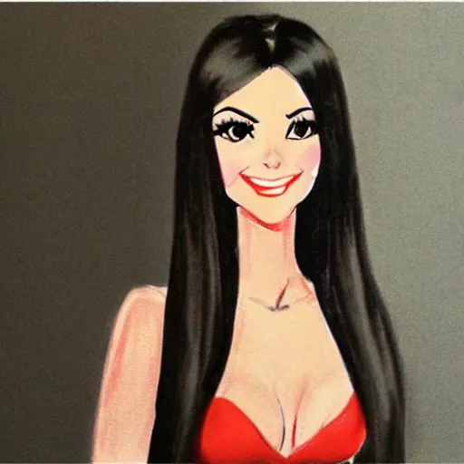 Image similar to milt kahl sketch of victoria justice with kim kardashian body