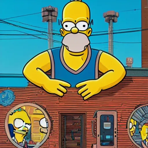 Prompt: Homer Simpson by Tristan Eaton & Greg Rutkowski