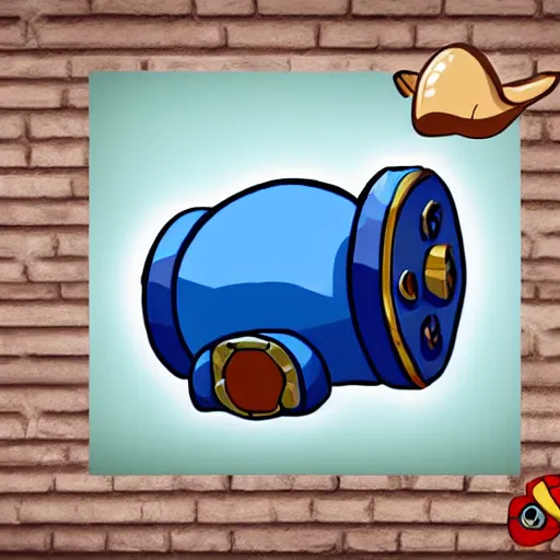 Image similar to a cute chubby cannon, stylized, hand painted, digital art, blue scheme, mobile game