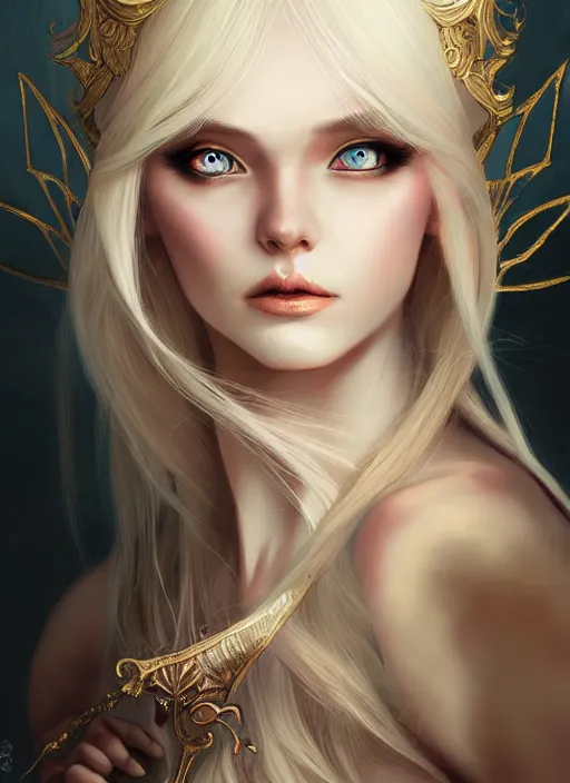 Image similar to blonde fairy venizian era, dark fantasy, extremely detailed, sharp focus, portrait, smooth, digital illustration, by rossdraws, frank franzzeta, sakimichan